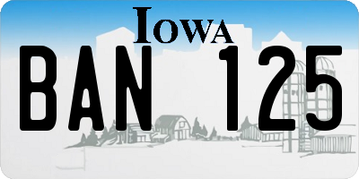 IA license plate BAN125