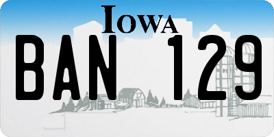 IA license plate BAN129