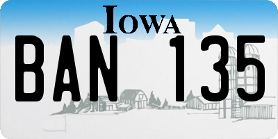 IA license plate BAN135
