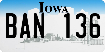 IA license plate BAN136