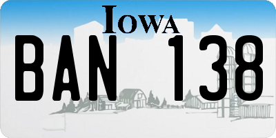 IA license plate BAN138