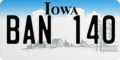 IA license plate BAN140