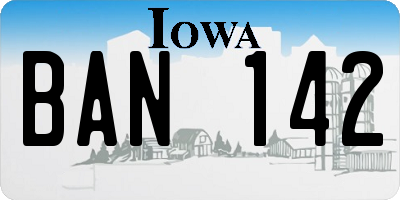 IA license plate BAN142