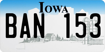 IA license plate BAN153