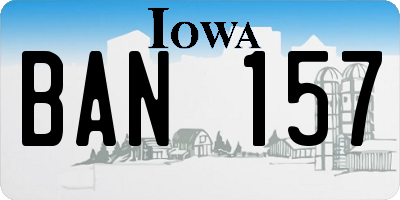 IA license plate BAN157