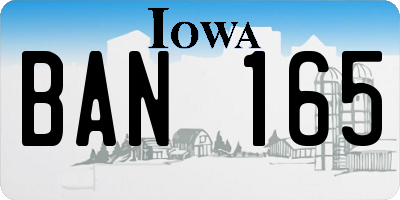 IA license plate BAN165