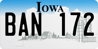 IA license plate BAN172