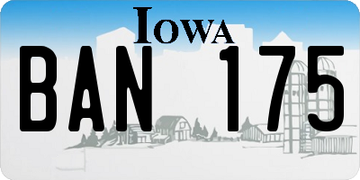 IA license plate BAN175