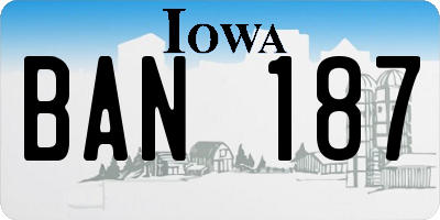 IA license plate BAN187