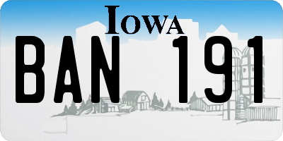 IA license plate BAN191