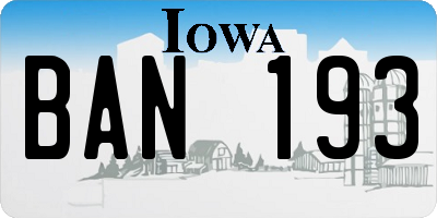 IA license plate BAN193