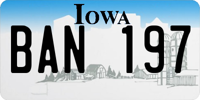 IA license plate BAN197