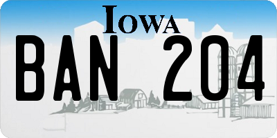 IA license plate BAN204
