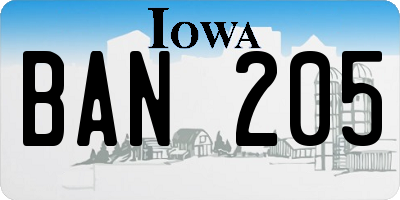 IA license plate BAN205