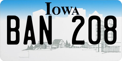 IA license plate BAN208