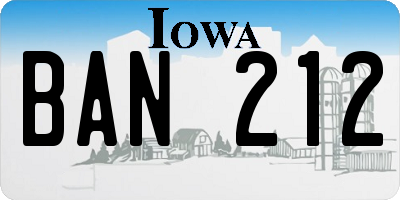 IA license plate BAN212