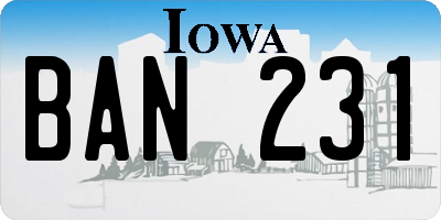 IA license plate BAN231
