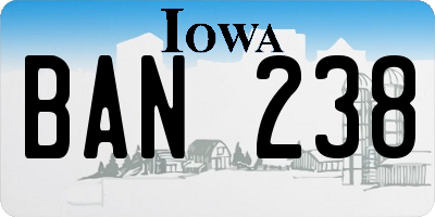 IA license plate BAN238