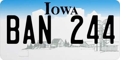 IA license plate BAN244