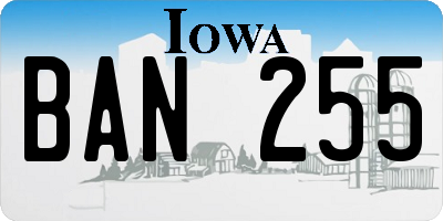 IA license plate BAN255
