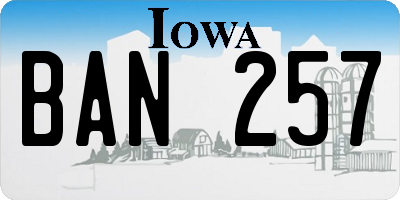 IA license plate BAN257