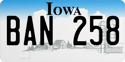 IA license plate BAN258