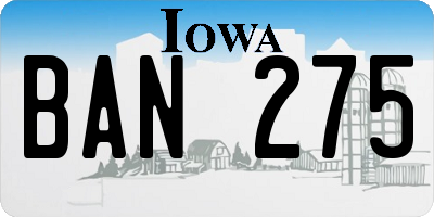 IA license plate BAN275