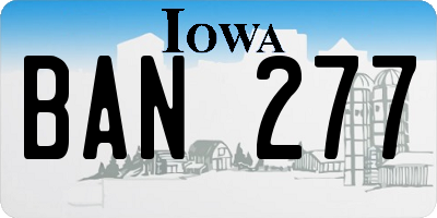 IA license plate BAN277
