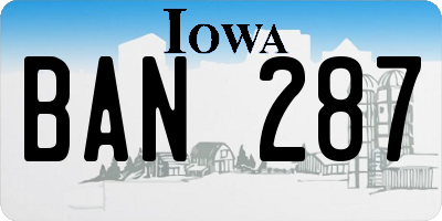 IA license plate BAN287