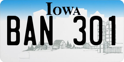 IA license plate BAN301