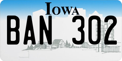 IA license plate BAN302