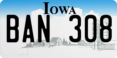 IA license plate BAN308