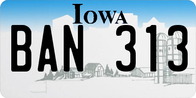 IA license plate BAN313