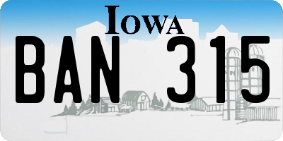 IA license plate BAN315