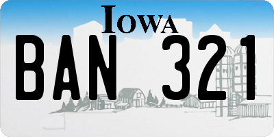 IA license plate BAN321
