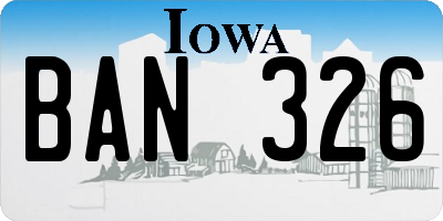 IA license plate BAN326