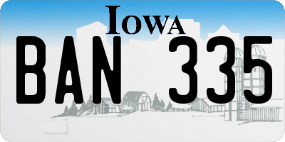 IA license plate BAN335
