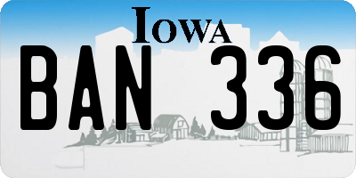 IA license plate BAN336