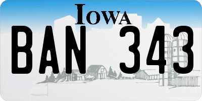 IA license plate BAN343