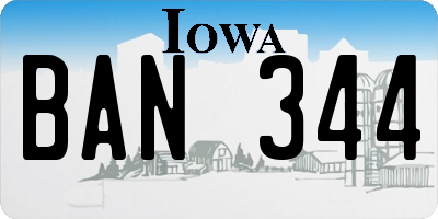 IA license plate BAN344