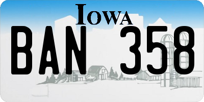 IA license plate BAN358