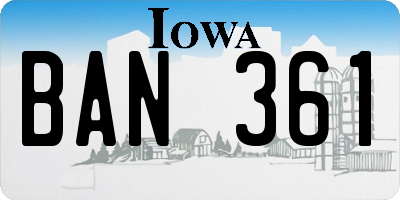 IA license plate BAN361