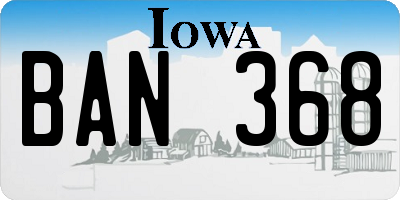 IA license plate BAN368