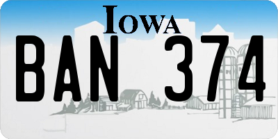 IA license plate BAN374