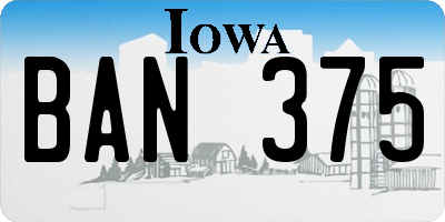IA license plate BAN375
