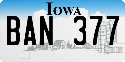 IA license plate BAN377