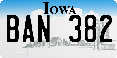 IA license plate BAN382
