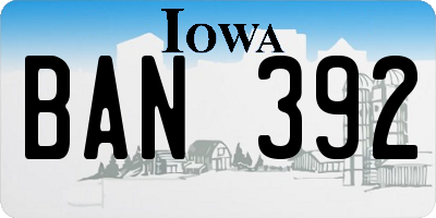 IA license plate BAN392