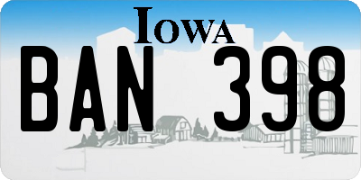IA license plate BAN398