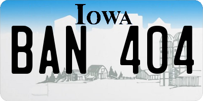 IA license plate BAN404
